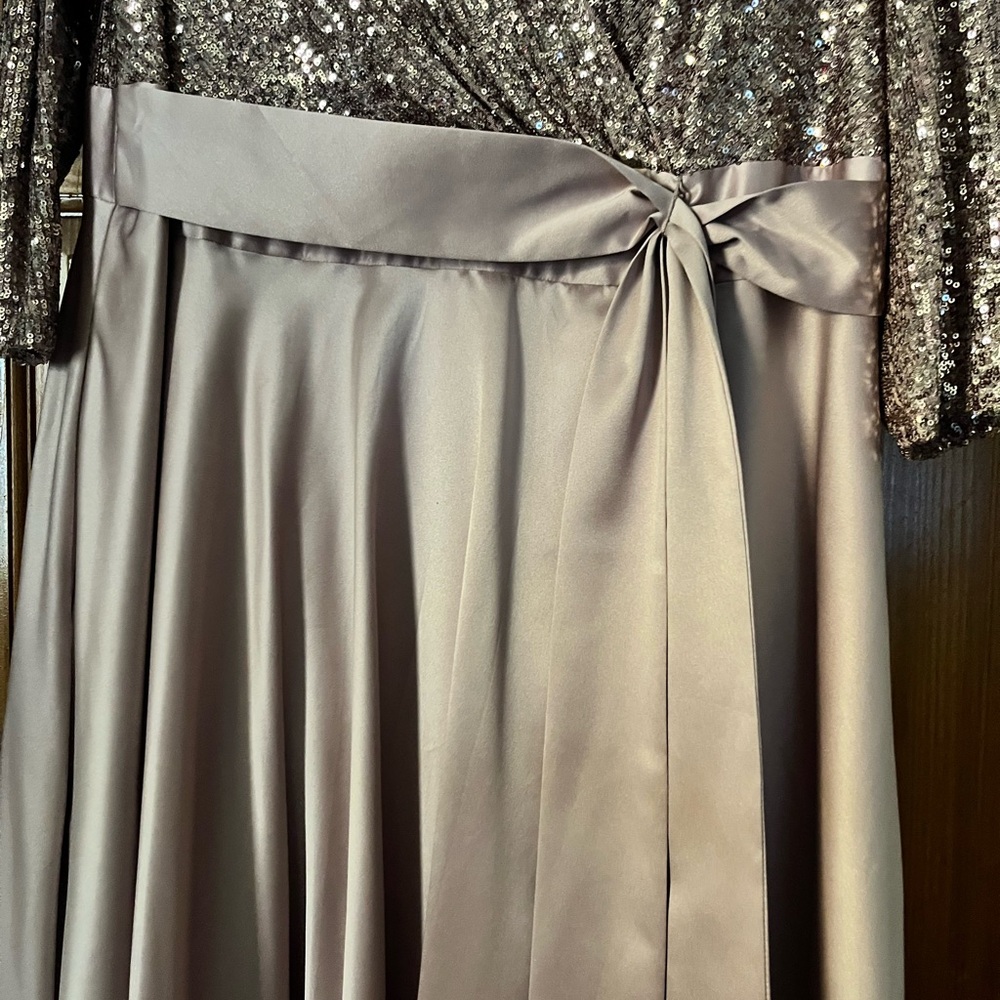 Xscape Rose Gold Sequin Long Sleeve Gown - Picture 2 of 5